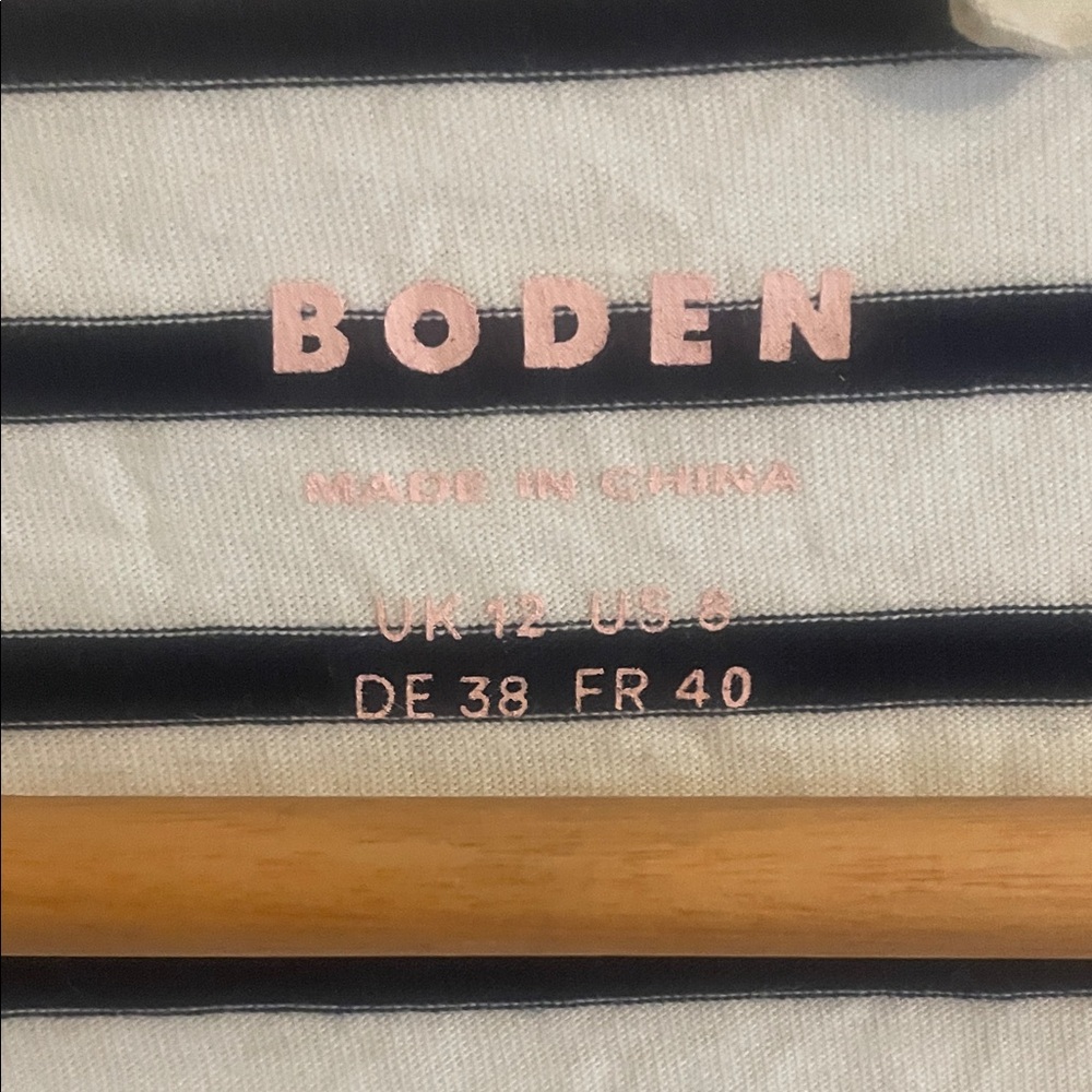 Boden Ella Long Sleeve Breton Ivory/Navy Stripe - Picture 2 of 5